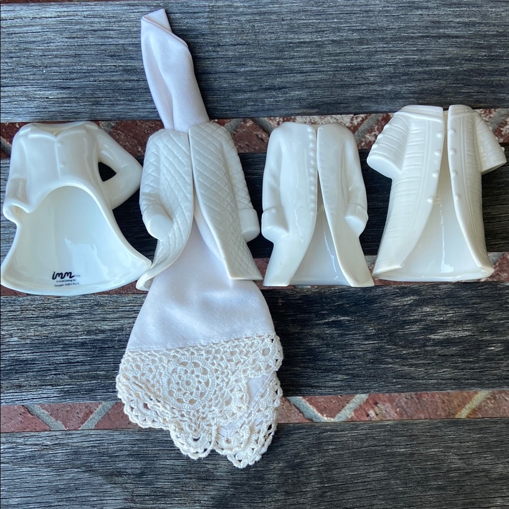 Imm White Ceramic Coat Napkin Holders